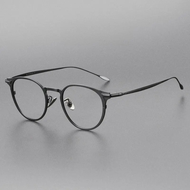 Unisex Round Full Rim Titanium Prescription Glasses Y0061 — view 7 | Rx Spectacle