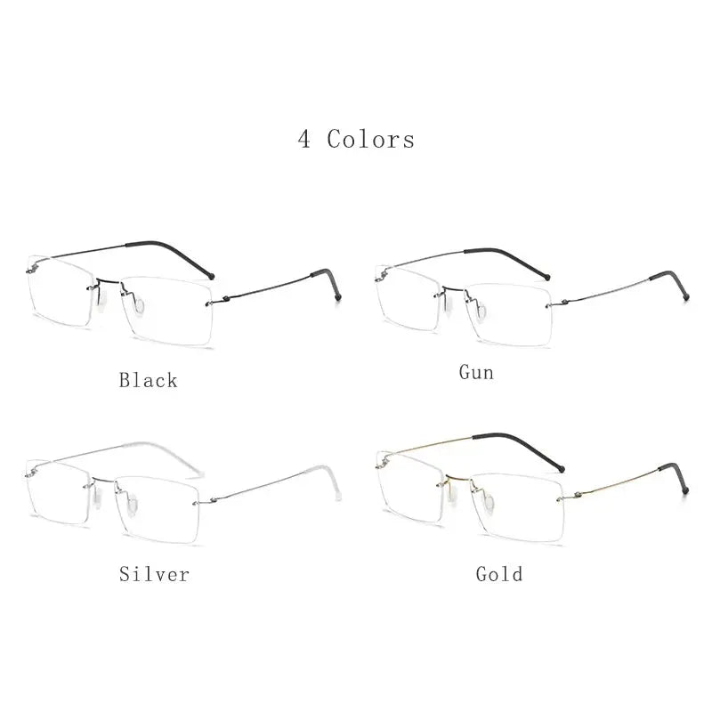 Unisex Square Rimless Titanium Prescription Glasses T5935 — view 5 | Rx Spectacle