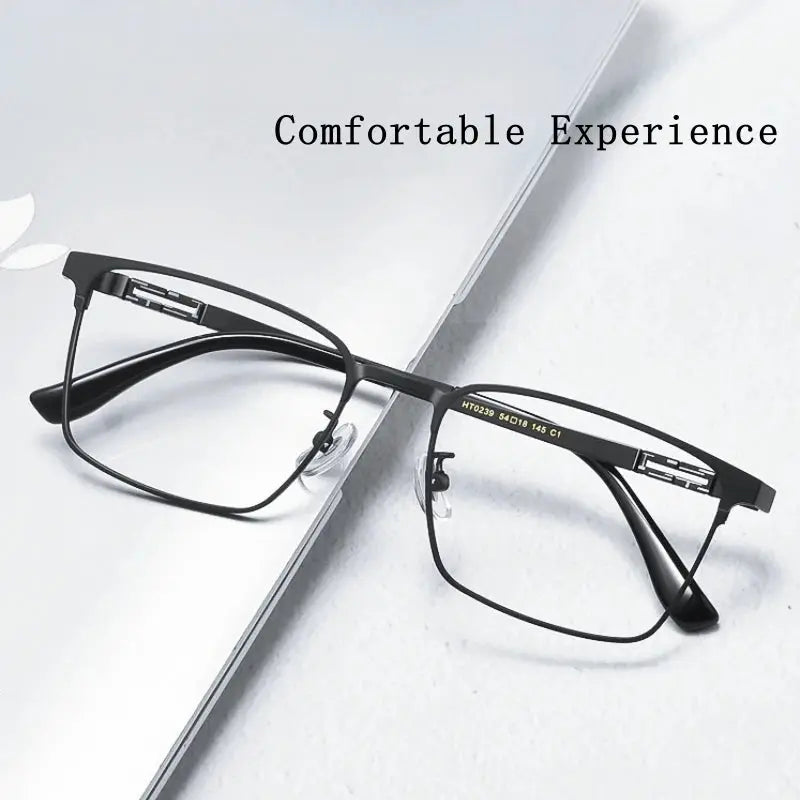 Men's Square Full Rim Titanium Prescription Glasses 0239 — view 5 | Rx Spectacle