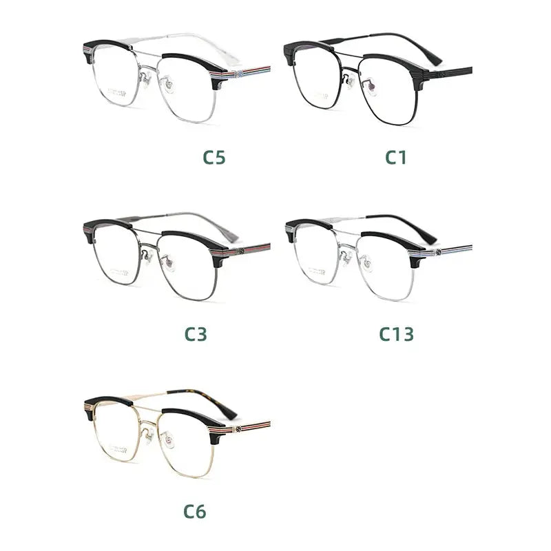Men's Square Full Rim Titanium Double Bridge Prescription Glasses Bj2315 — view 3 | Rx Spectacle
