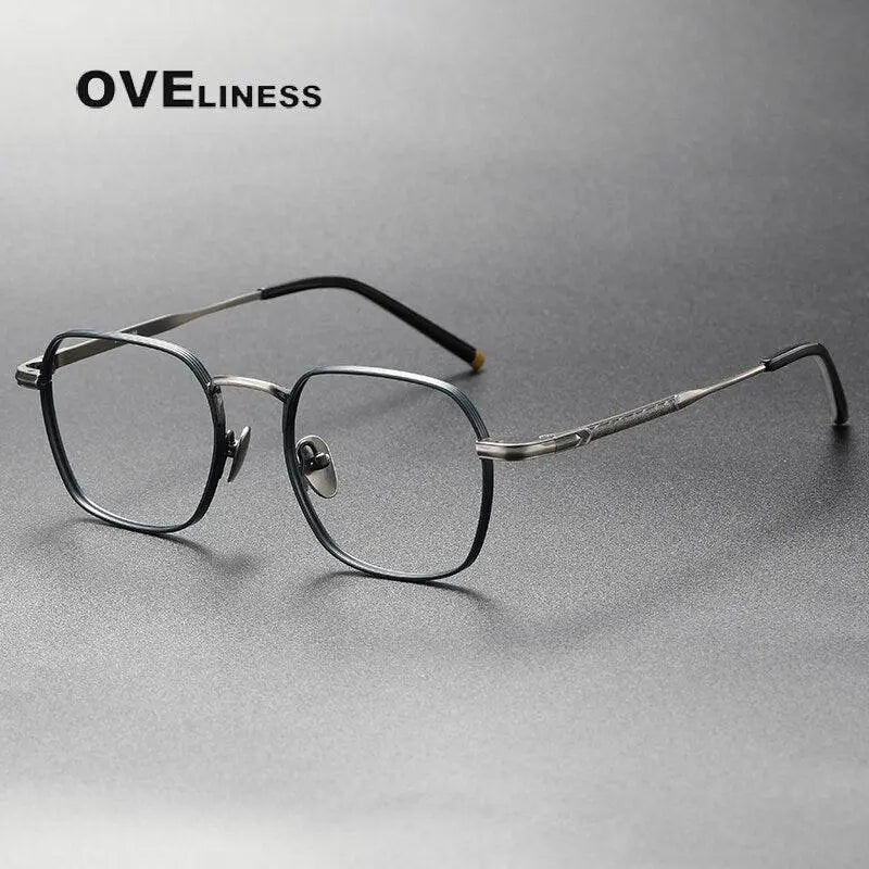 Unisex Irregular Full Rim Titanium Prescription Glasses — view 5 | Rx Spectacle