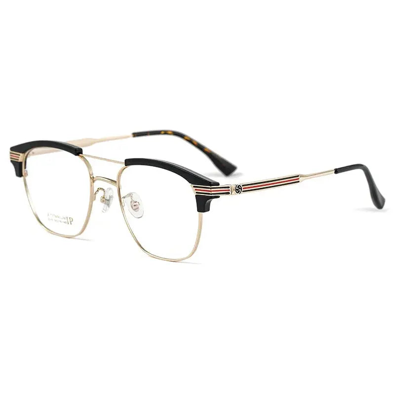 Men's Round Semi-Rimless Titanium Double Bridge Prescription Glasses 231500 — view 1 | Rx Spectacle