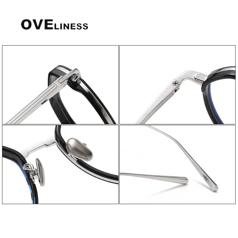 Unisex Round Full Rim Titanium Flat Top Prescription Glasses O6701 — view 4 | Rx Spectacle