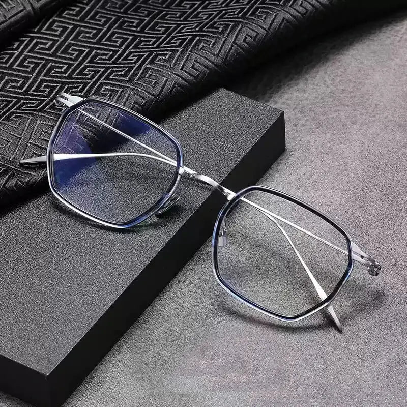 Unisex Square Full Rim Titanium Prescription Glasses 49216 — view 4 | Rx Spectacle