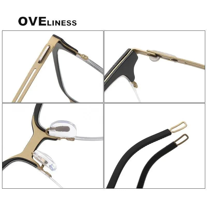 Unisex Square Full Rim Titanium Screwless Prescription Glasses 8202312 — view 7 | Rx Spectacle