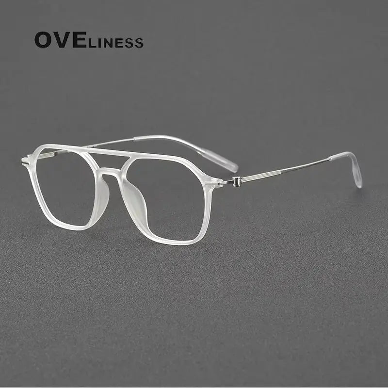 Women's Square Full Rim Titanium Double Bridge Prescription Glasses 398671 — view 5 | Rx Spectacle