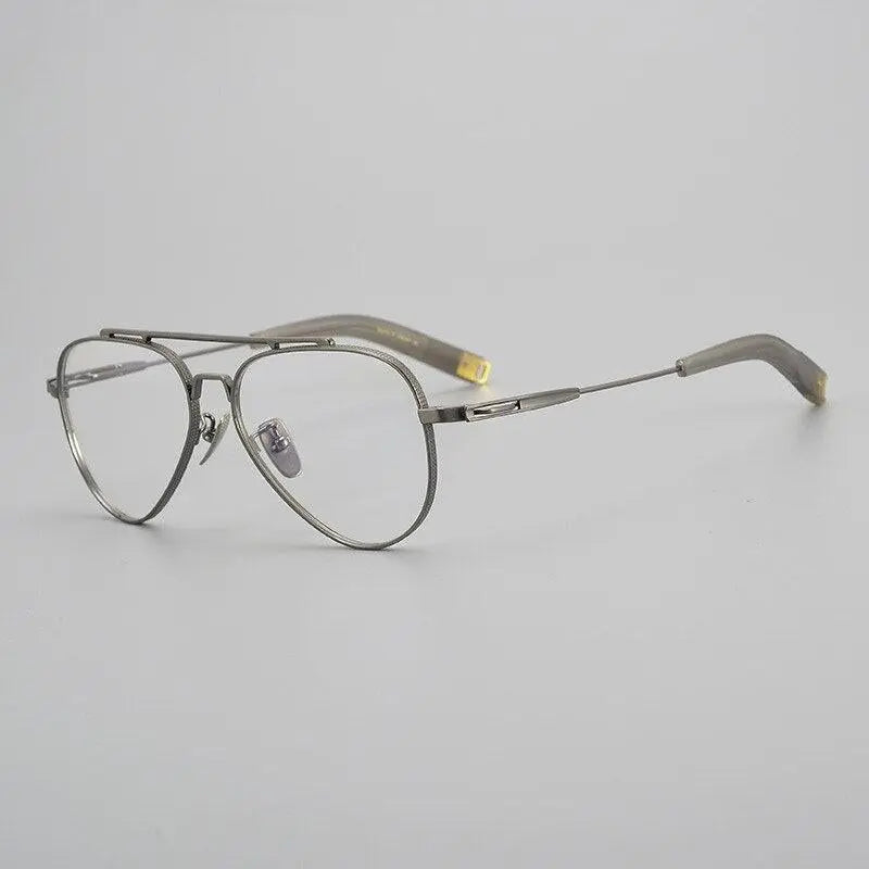 Men's Square Full Rim Titanium Double Bridge Prescription Glasses Hlsa-101 — view 3 | Rx Spectacle
