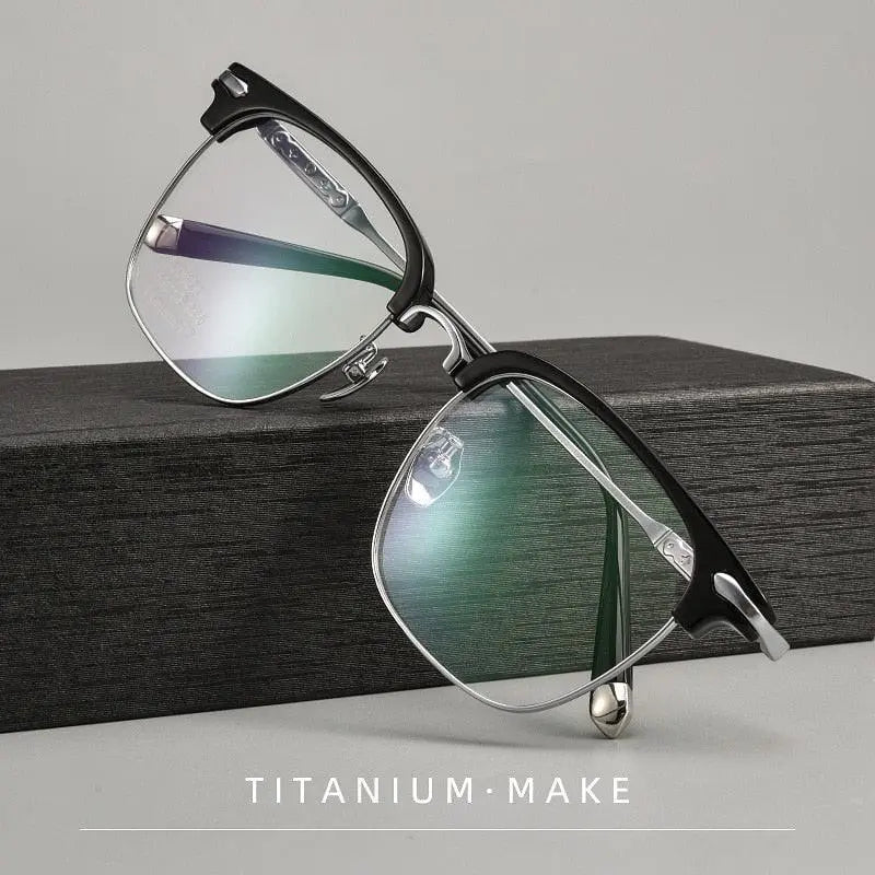Men's Square Full Rim Titanium Prescription Glasses J0062t — view 9 | Rx Spectacle