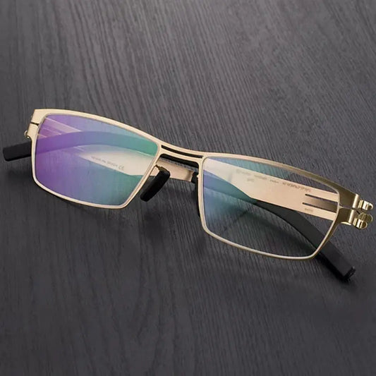 Unisex Square Full Rim Stainless Steel Screwless Prescription Glasses 52709 — view 1 | Rx Spectacle