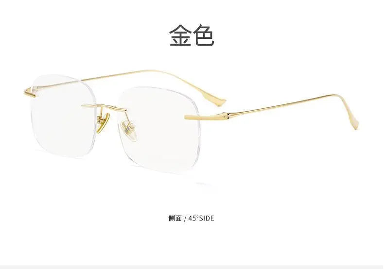 Unisex Square Rimless Titanium Prescription Glasses Eyeglasses1135 — view 10 | Rx Spectacle