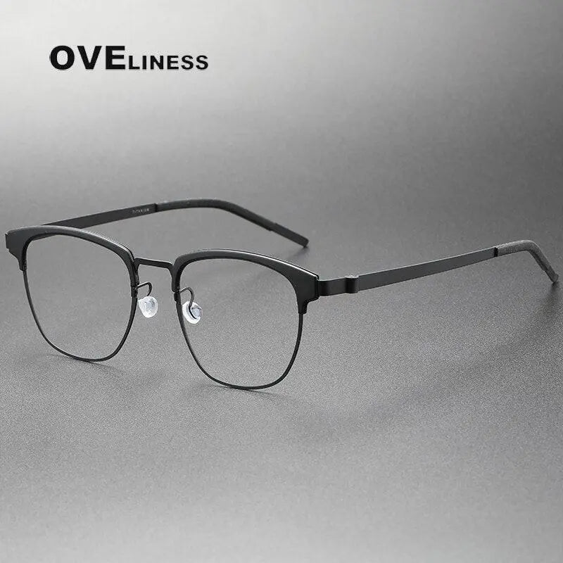 Unisex Square Full Rim Titanium Prescription Glasses 9849 — view 6 | Rx Spectacle
