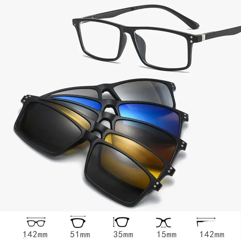 Unisex Square Full Rim Acetate Clip-On Prescription Glasses 515670 — view 9 | Rx Spectacle