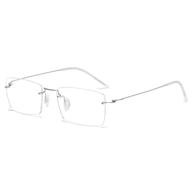 Unisex Square Rimless Titanium Prescription Glasses T5935 — view 9 | Rx Spectacle