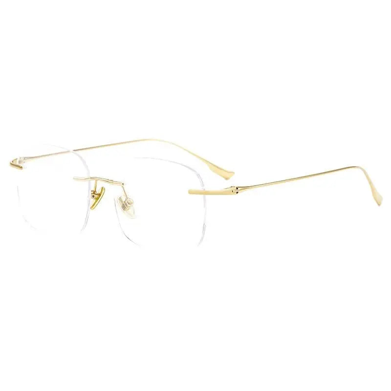 Unisex Square Rimless Titanium Prescription Glasses Eyeglasses1135 — view 2 | Rx Spectacle