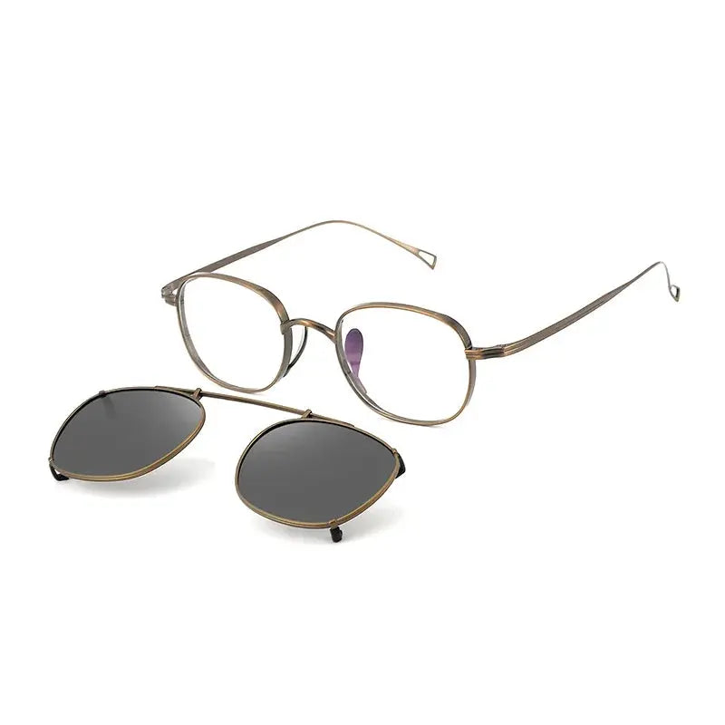 Women's Square Full Rim Titanium Clip-On Prescription Glasses 610517 — view 3 | Rx Spectacle