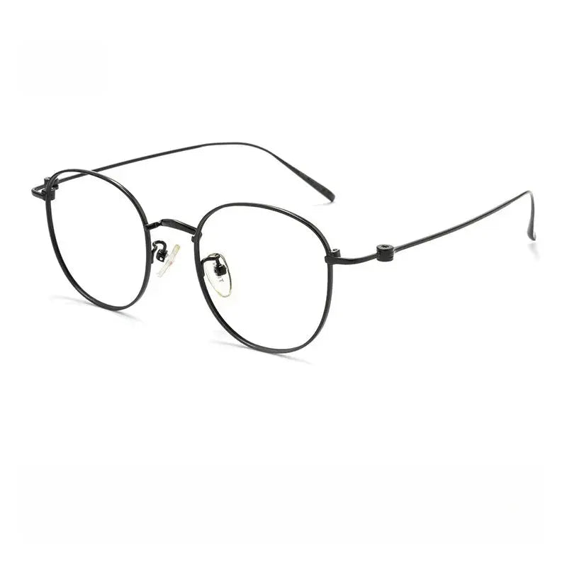 Unisex Round Full Rim Titanium Flat Top Prescription Glasses 90237 — view 4 | Rx Spectacle