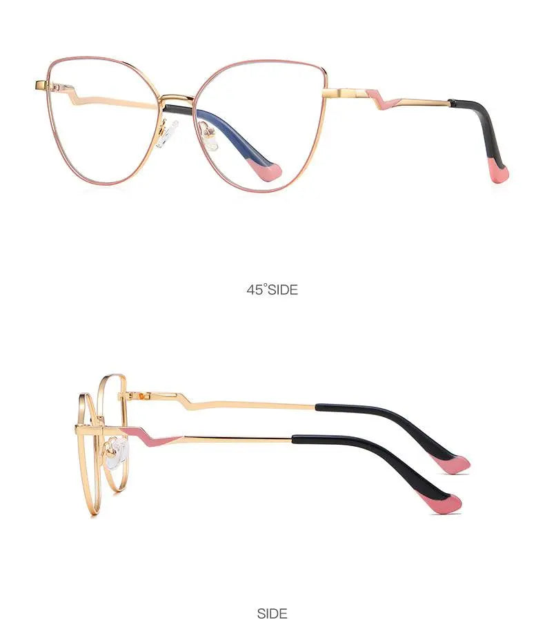 Women's Cat Eye Full Rim Alloy Prescription Glasses 3043 — view 15 | Rx Spectacle