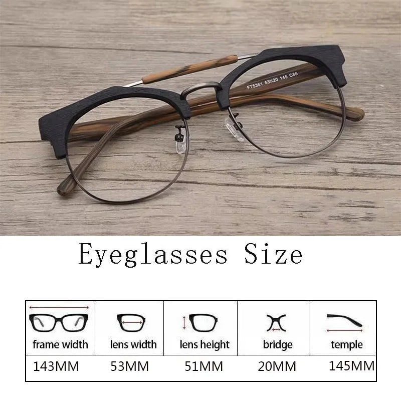 Men's Round Semi-Rimless Titanium Double Bridge Prescription Glasses 536100 — view 2 | Rx Spectacle