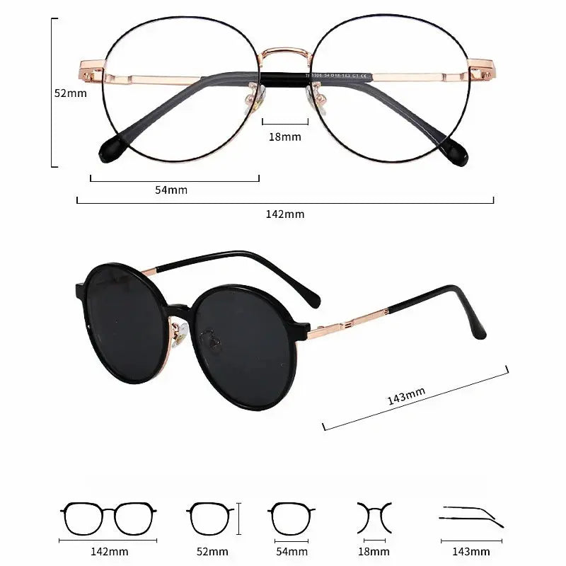 Unisex Round Full Rim Alloy Clip-On Prescription Glasses Y1106 — view 2 | Rx Spectacle