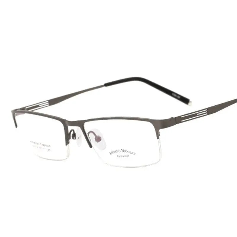 Unisex Rectangular Semi-Rimless Titanium Prescription Glasses A1518 — view 4 | Rx Spectacle