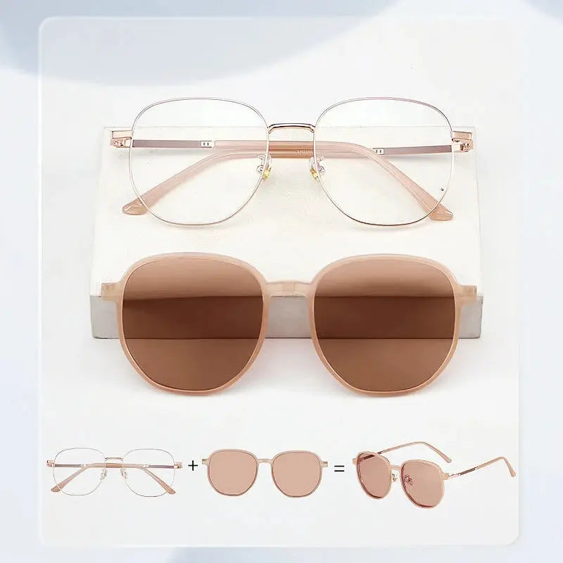 Women's Round Full Rim Alloy Clip-On Prescription Glasses Y1105 — view 2 | Rx Spectacle