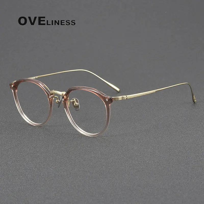 Women's Round Full Rim Titanium Prescription Glasses 34054 — view 3 | Rx Spectacle