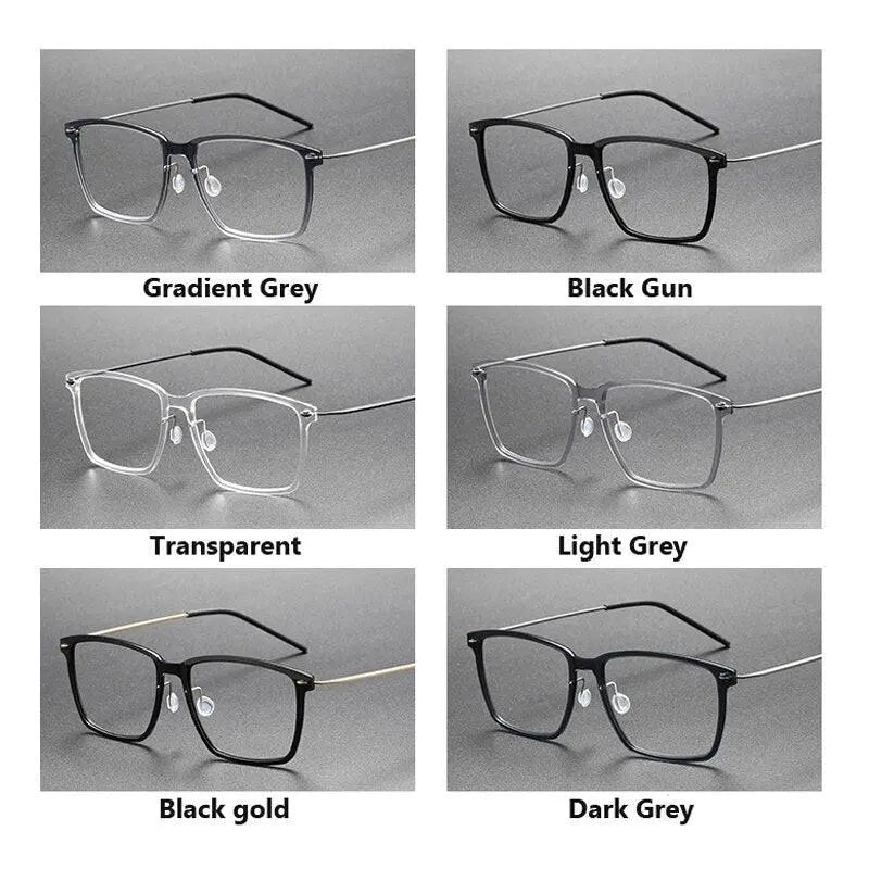 Unisex Square Full Rim Titanium Screwless Prescription Glasses 6505 — view 9 | Rx Spectacle