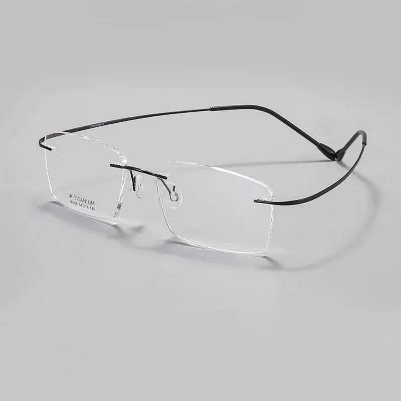 Unisex Square Rimless Titanium Prescription Glasses 160029 — view 4 | Rx Spectacle