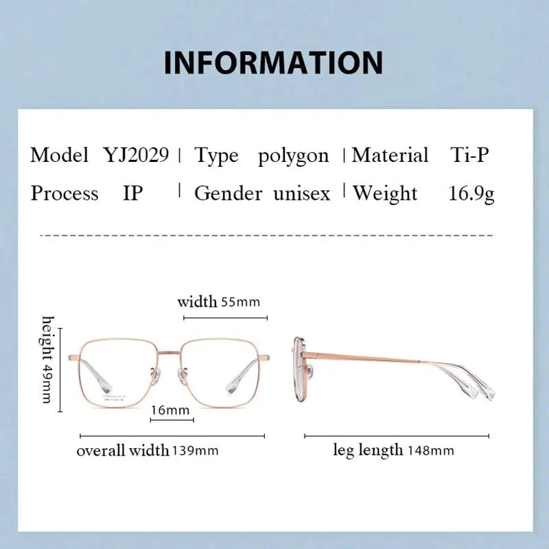 Women's Square Full Rim Titanium Prescription Glasses 32029 — view 2 | Rx Spectacle