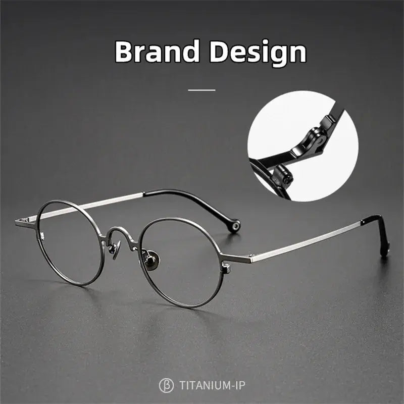 Unisex Round Full Rim Titanium Reading Glasses K080 — view 2 | Rx Spectacle
