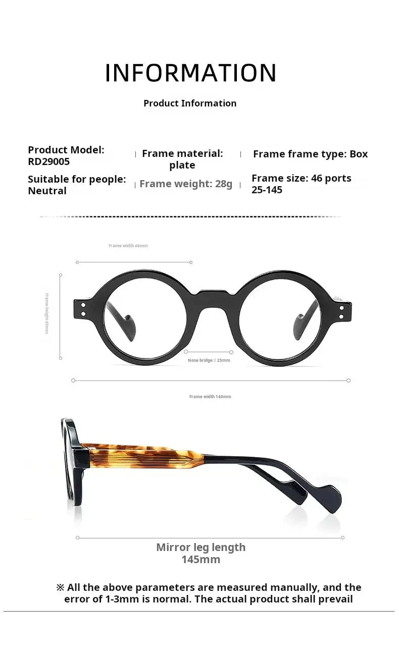 Unisex Round Full Rim Acetate Prescription Glasses 90265 — view 2 | Rx Spectacle