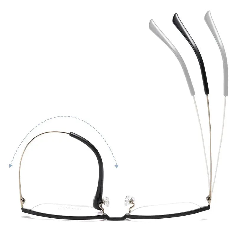 Men's Square Semi-Rimless Titanium Prescription Glasses Yj2032 — view 4 | Rx Spectacle