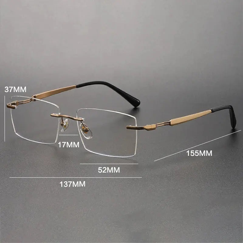 Women's Square Rimless Titanium Prescription Glasses 233302 — view 2 | Rx Spectacle
