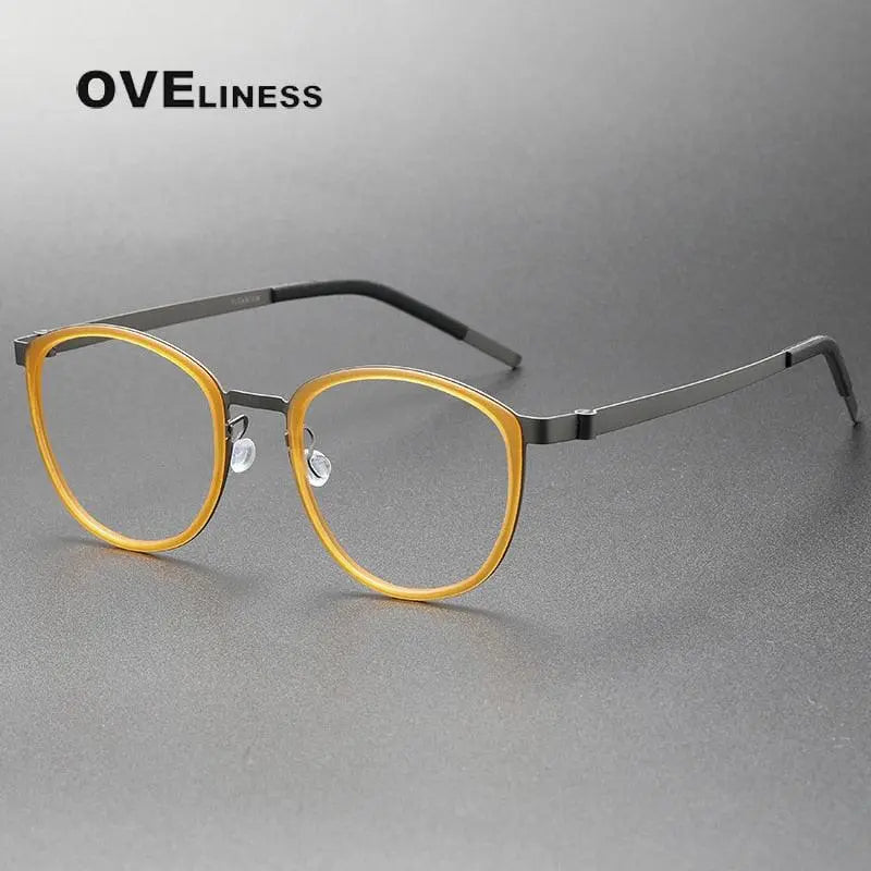 Unisex Round Full Rim Titanium Screwless Prescription Glasses 9737 — view 7 | Rx Spectacle