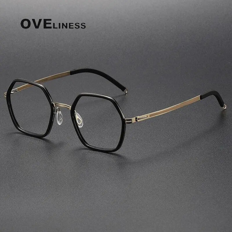 Unisex Polygon Full Rim Titanium Prescription Glasses 8202322 — view 5 | Rx Spectacle