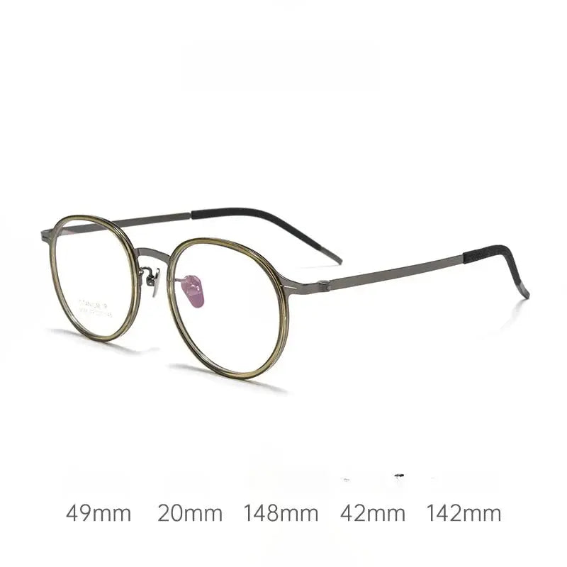 Unisex Round Full Rim Titanium Flat Top Prescription Glasses 26061 — view 6 | Rx Spectacle