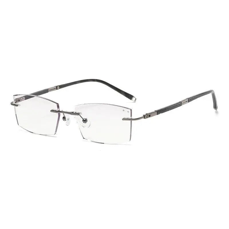 Unisex Square Rimless Titanium Prescription Glasses Y063 — view 5 | Rx Spectacle