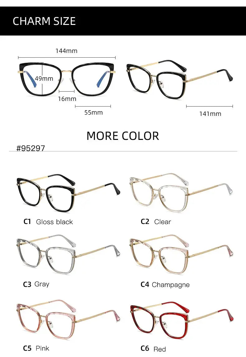 Women's Cat Eye Full Rim TR90 Prescription Glasses 95297 — view 2 | Rx Spectacle