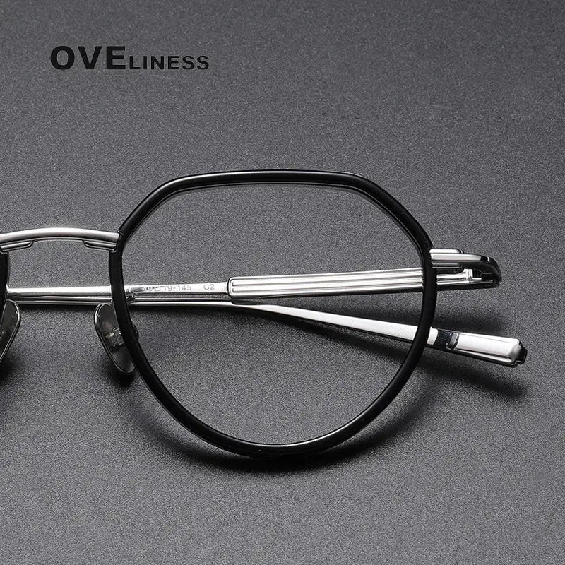 Unisex Round Full Rim Titanium Flat Top Prescription Glasses O6701 — view 3 | Rx Spectacle