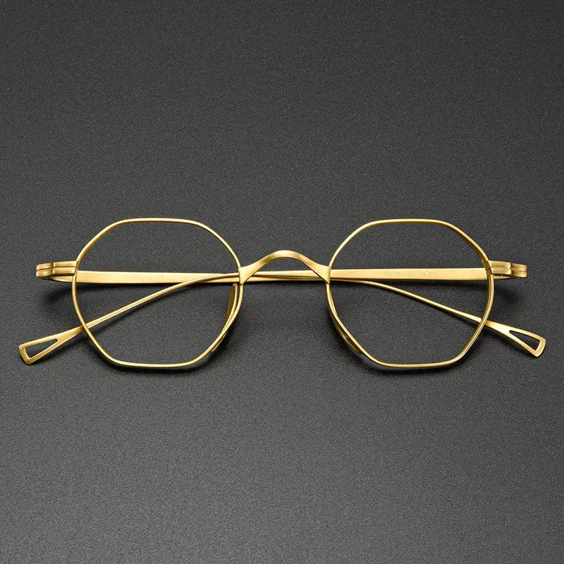 Unisex Polygon Full Rim Titanium Reading Glasses K152 — view 3 | Rx Spectacle