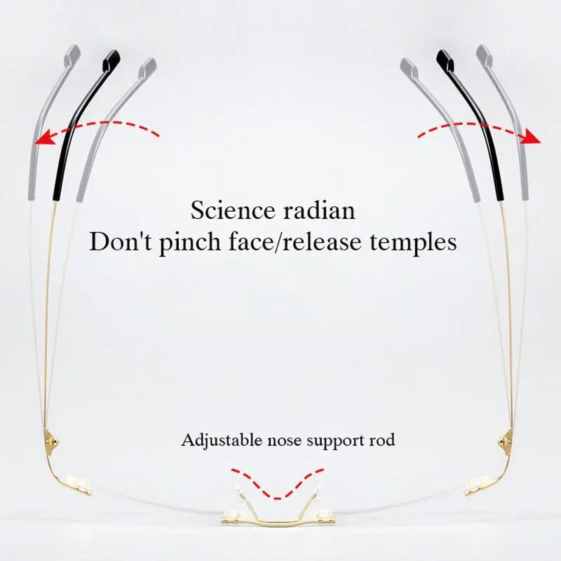 Unisex Rectangular Rimless Alloy Prescription Glasses 6043 — view 8 | Rx Spectacle