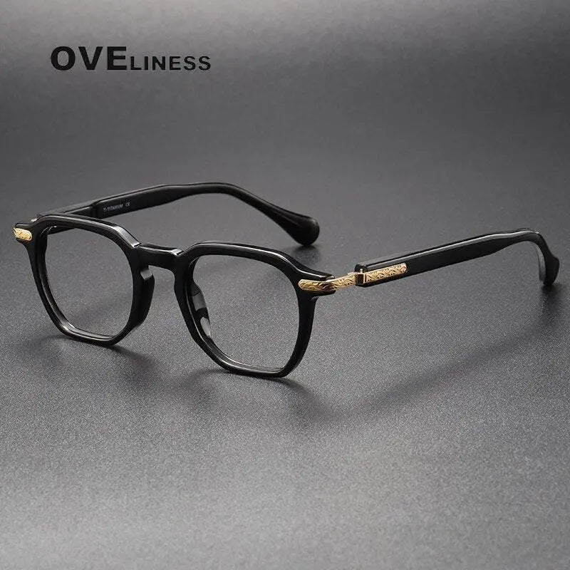 Unisex Square Full Rim Titanium Prescription Glasses 80855 — view 3 | Rx Spectacle