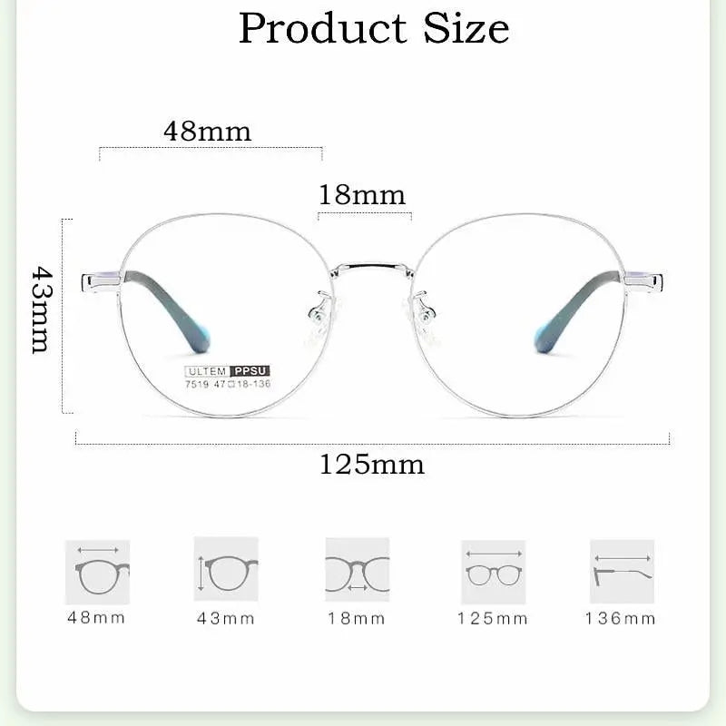 Unisex Round Full Rim Titanium Prescription Glasses 7519s — view 10 | Rx Spectacle