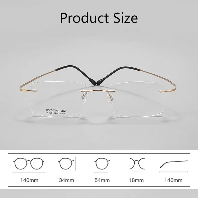 Unisex Square Rimless Titanium Prescription Glasses 41600 — view 2 | Rx Spectacle