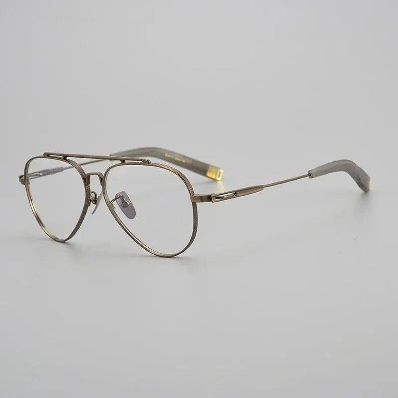 Men's Square Full Rim Titanium Double Bridge Prescription Glasses Hlsa-101 — view 5 | Rx Spectacle