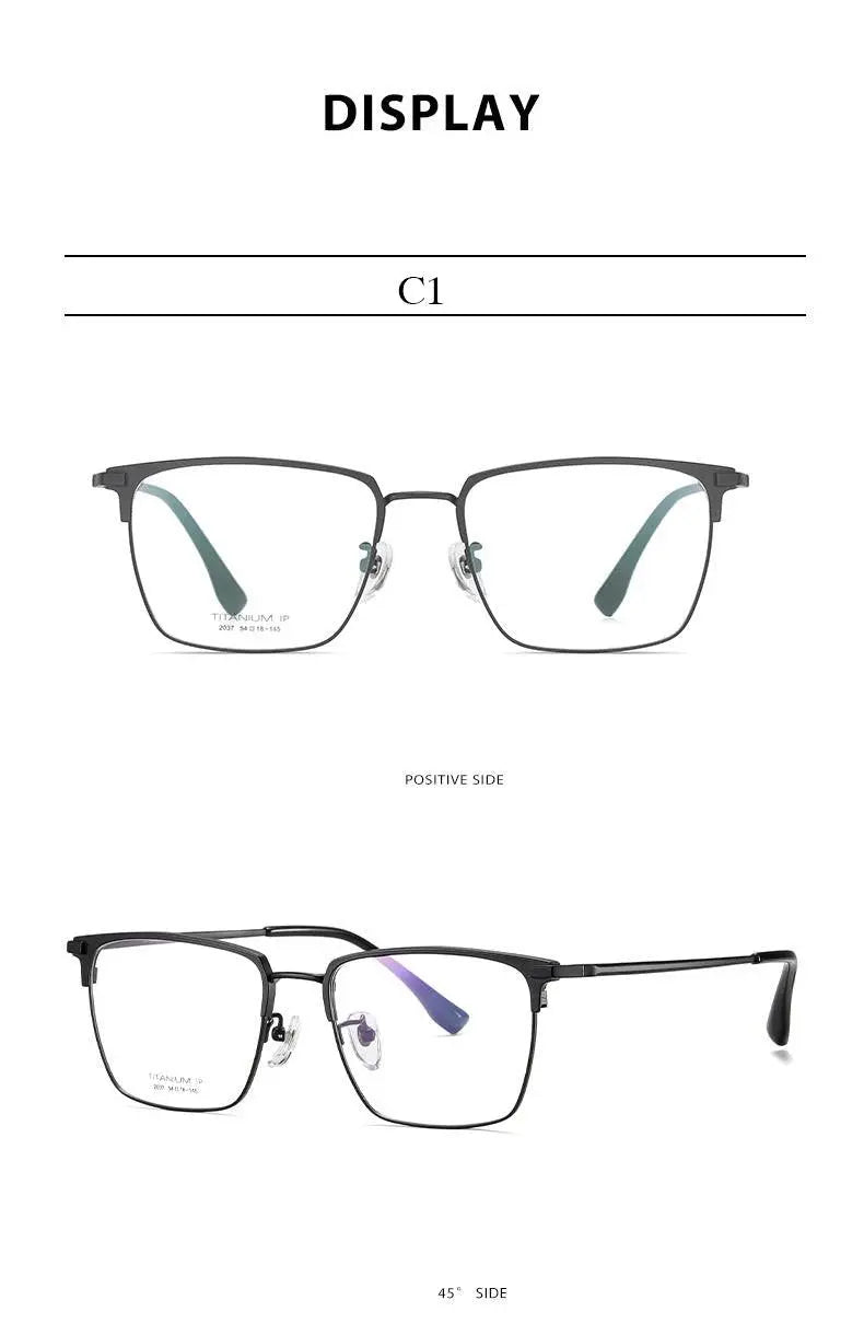 Men's Square Full Rim Titanium Prescription Glasses Yj2037 — view 10 | Rx Spectacle