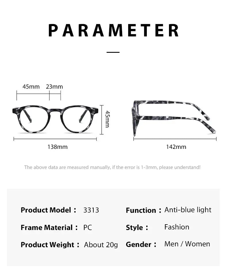 Unisex Round Full Rim Acetate Reading Glasses 3313 — view 20 | Rx Spectacle