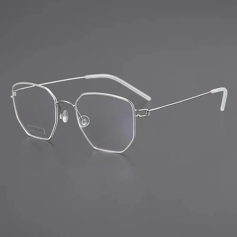 Unisex Irregular Full Rim Titanium Screwless Prescription Glasses 14020 — view 7 | Rx Spectacle