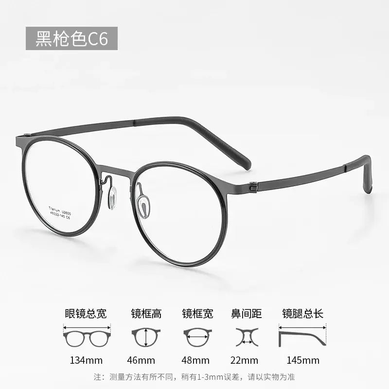 Unisex Round Full Rim Titanium Prescription Glasses J2600 — view 11 | Rx Spectacle