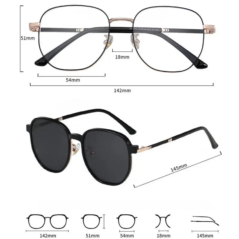 Women's Round Full Rim Alloy Clip-On Prescription Glasses Y1105 — view 4 | Rx Spectacle